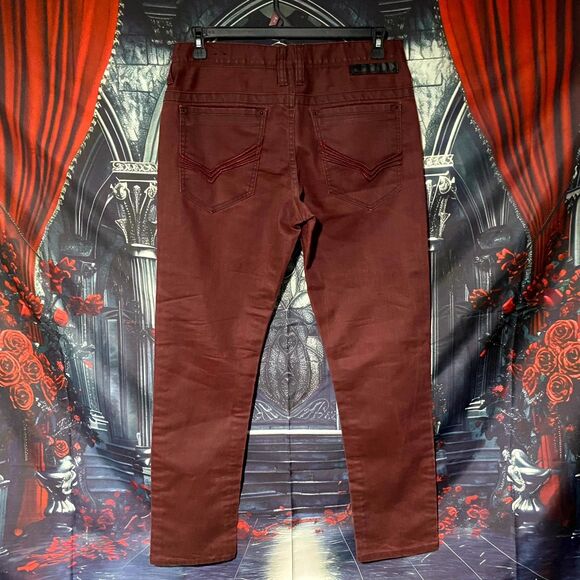 G By Guess Calan Jeans Men's 32x32 Red Denim Tapered Leg Streetwear Outdoor - Picture 2 of 7